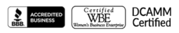 BBB Accredited Business, Certified WBE - Women's Business Enterprise, DCAMM Certified