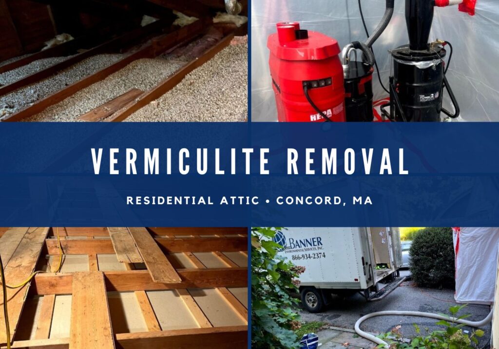 vermiculite insulation removal from residential attic in concord, MA
